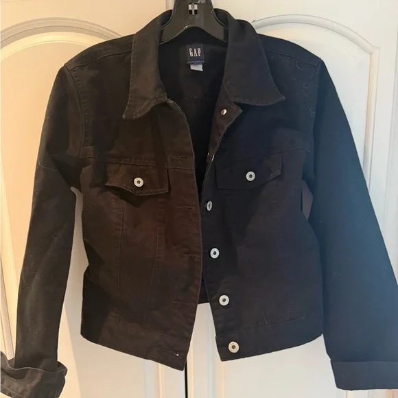 Gap Women's jet  Black Denim Jacket - Picture 3 of 5